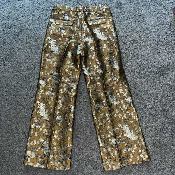 Banana Republic Floral Wide-Leg Trousers - Gold and White - Picture 6 of 16
